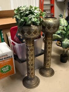 Pair-of-Indo-Persian-Style-Etched-Brass-Pedestal-Planters