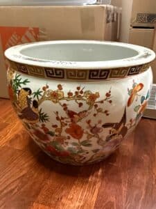 Vintage-Chinese-Famille-Rose-Porcelain-Fish-Bowl-Planter