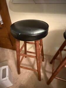 Vintage-Wooden-Bar-Stool-with-Black-Vinyl-Seat