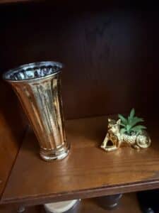 Gold-Mercury-Glass-Vase-and-Figural-Cat-Planter