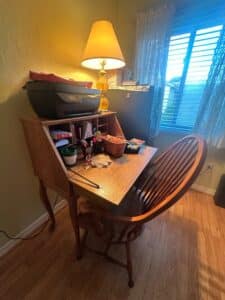 Oak-Secretary-Desk-and-Spindle-Back-Chair