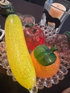 Vintage-Art-Glass-Fruit-Set-in-Crystal-Bowl-second-image
