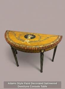 Adams-Style-Paint-Decorated-Satinwood-Demilune-Console-Table