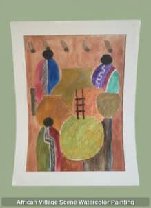 African-Village-Scene-Watercolor-Painting