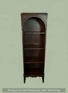 Antique-Arched-Bookcase-with-Stenciling-2