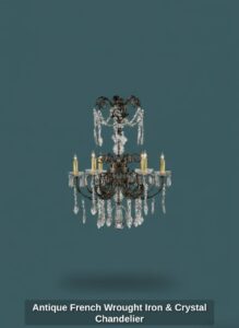 Antique-French-Wrought-Iron-Crystal-Chandelier-second-image