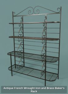 Antique-French-Wrought-Iron-and-Brass-Bakers-Rack-second-image