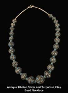Antique-Tibetan-Silver-and-Turquoise-Inlay-Bead-Necklace-1