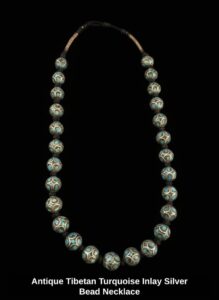 Antique-Tibetan-Turquoise-Inlay-Silver-Bead-Necklace-1