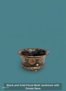 Black-and-Gold-Floral-Motif-Jardiniere-with-Ornate-Base-second-image