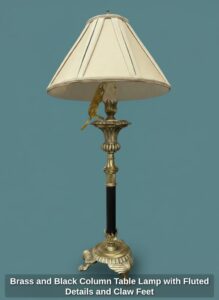 Brass-and-Black-Column-Table-Lamp-with-Fluted-Details-and-Claw-Feet-second-image