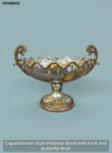 Capodimonte-Style-Pedestal-Bowl-with-Fruit-and-Butterfly-Motif