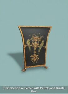 Chinoiserie-Fire-Screen-with-Parrots-and-Ornate-Feet-second-image