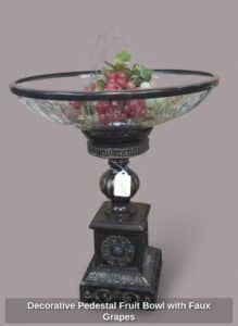Decorative-Pedestal-Fruit-Bowl-with-Faux-Grapes