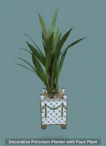 Decorative-Porcelain-Planter-with-Faux-Plant-second-image