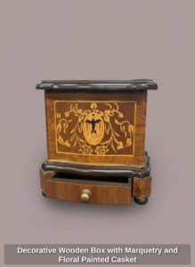 Decorative-Wooden-Box-with-Marquetry-and-Floral-Painted-Casket
