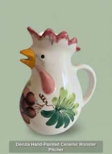 Deruta-Hand-Painted-Ceramic-Rooster-Pitcher