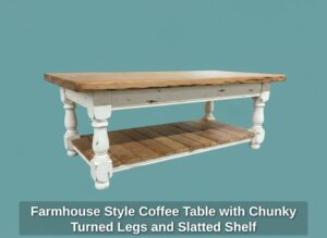 Farmhouse-Style-Coffee-Table-with-Chunky-Turned-Legs-and-Slatted-Shelf-second-image