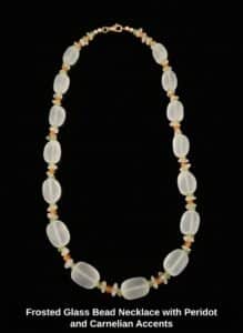 Frosted-Glass-Bead-Necklace-with-Peridot-and-Carnelian-Accents-1