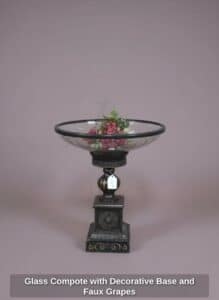 Glass-Compote-with-Decorative-Base-and-Faux-Grapes