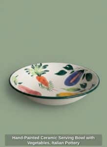 Hand-Painted-Ceramic-Serving-Bowl-with-Vegetables-Italian-Pottery