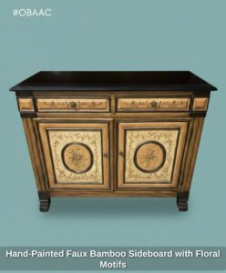 Hand-Painted-Faux-Bamboo-Sideboard-with-Floral-Motifs-second-image
