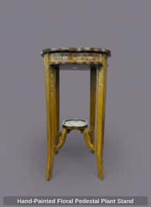 Hand-Painted-Floral-Pedestal-Plant-Stand
