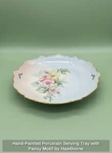 Hand-Painted-Porcelain-Serving-Tray-with-Pansy-Motif-by-Hawthorne