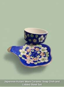Japanese-Kutani-Ware-Ceramic-Soap-Dish-and-Lidded-Bowl-Set
