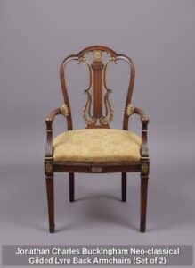 Jonathan-Charles-Buckingham-Neo-classical-Gilded-Lyre-Back-Armchairs-Set-of-