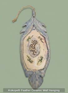 Kokopelli-Feather-Ceramic-Wall-Hanging
