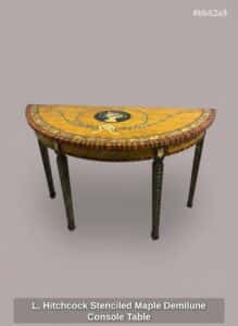 L.-Hitchcock-Stenciled-Maple-Demilune-Console-Table