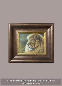 Lion-Portrait-Oil-Painting-by-Lucre-Chura-in-Ornate-Frame