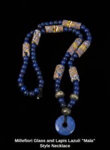 Millefiori-Glass-and-Lapis-Lazuli-Mala-Style-Necklace-1