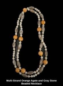 Multi-Strand-Orange-Agate-and-Gray-Stone-Beaded-Necklace-1