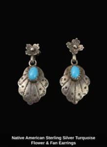 Native-American-Sterling-Silver-Turquoise-Flower-Fan-Earrings-1