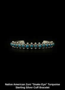 Native-American-Zuni-Snake-Eye-Turquoise-Sterling-Silver-Cuff-Bracelet-1