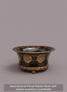 Neoclassical-Floral-Planter-Bowl-with-Gilded-Acanthus-Leaf-Motifs