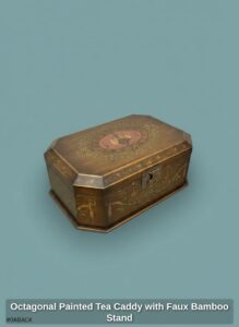 Octagonal-Painted-Tea-Caddy-with-Faux-Bamboo-Stand-second-image