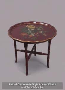 Pair-of-Chinoiserie-Style-Accent-Chairs-and-Tray-Table-Set