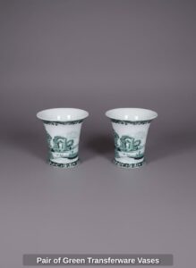 Pair-of-Green-Transferware-Vases