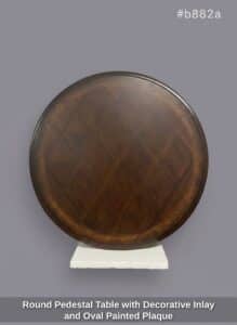 Round-Pedestal-Table-with-Decorative-Inlay-and-Oval-Painted-Plaque