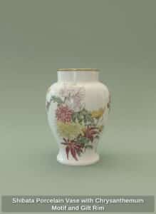 Shibata-Porcelain-Vase-with-Chrysanthemum-Motif-and-Gilt-Rim