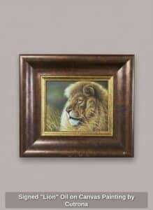 Signed-Lion-Oil-on-Canvas-Painting-by-Cutrona