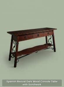 Spanish-Revival-Dark-Wood-Console-Table-with-Scrollwork-2