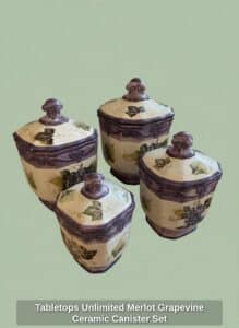 Tabletops-Unlimited-Merlot-Grapevine-Ceramic-Canister-Set