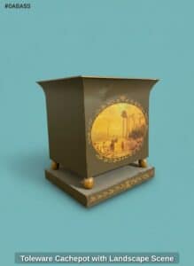 Toleware-Cachepot-with-Landscape-Scene-second-image