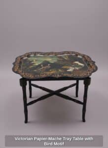 Victorian-Papier-Mache-Tray-Table-with-Bird-Motif
