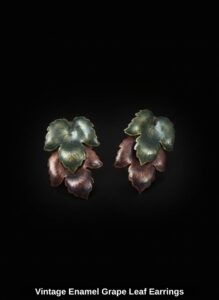 Vintage-Enamel-Grape-Leaf-Earrings-1