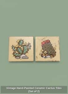 Vintage-Hand-Painted-Ceramic-Cactus-Tiles-Set-of-